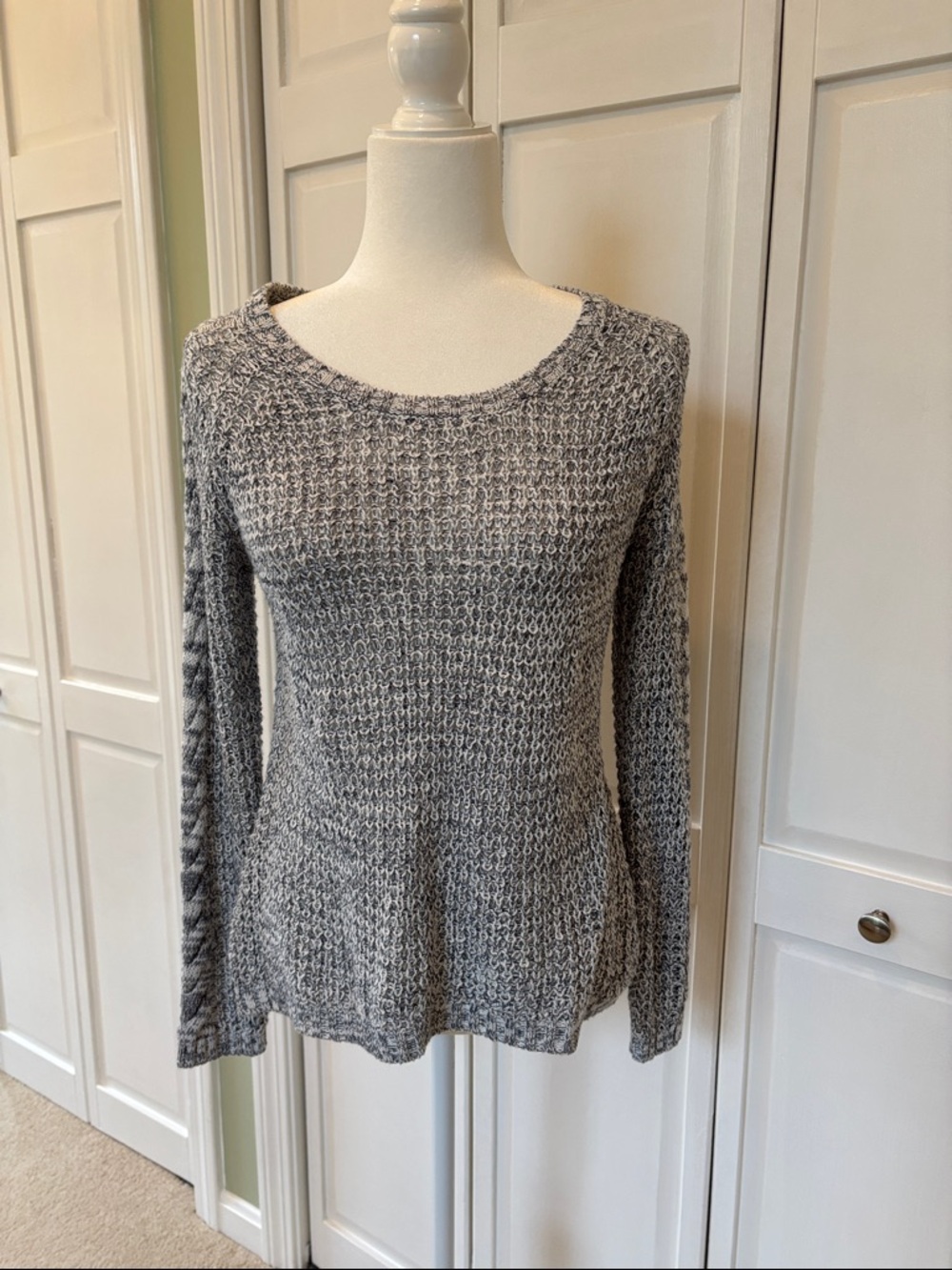 Pink Rose Gray Marled Scoop-Neck Pullover Sweater